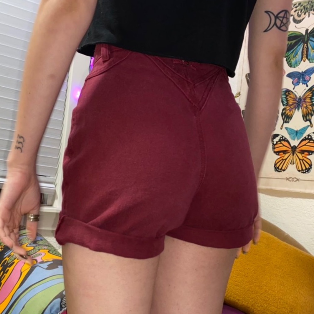 VTG Western Blaze Burgundy Cut Offs
